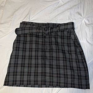 Black and Brown Plaid Mini Skirt